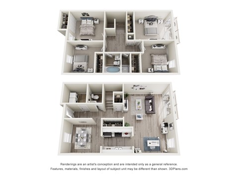 Floor plan for 4 beds, 2 baths, 1530 sqft